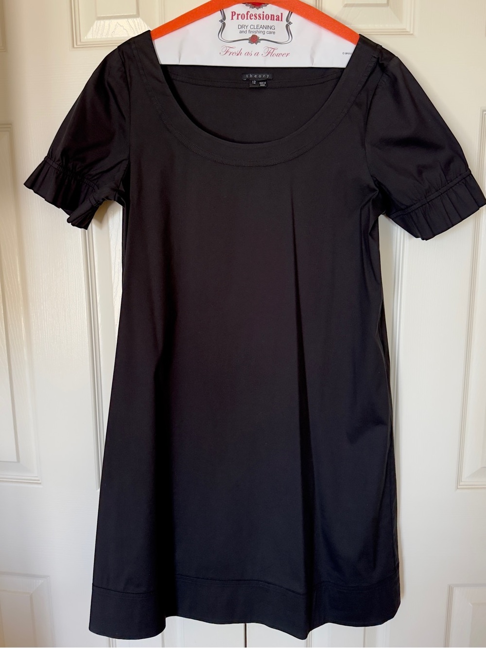 Theory Black Short Ruffle-Sleeve Dress New